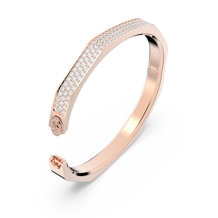 SWAROVSKI Dextera Rose Gold Coloured Octagon Shape Cubic Zirconia Bangle