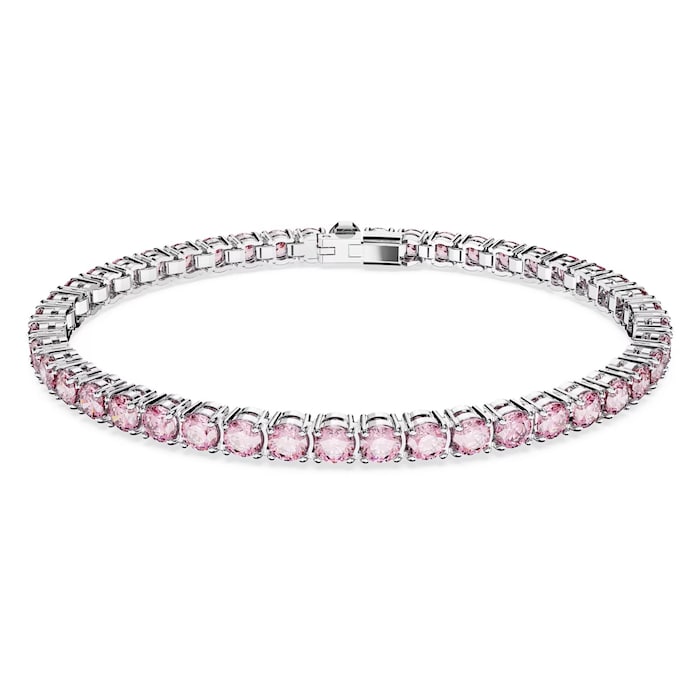 SWAROVSKI Matrix Rhodium Plated Pink Crystal Tennis Bracelet 5648931 ...