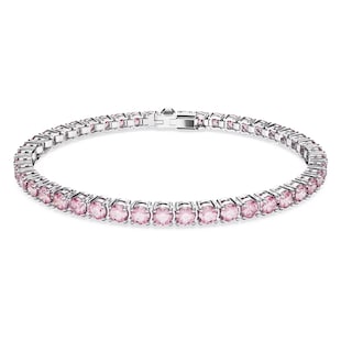 SWAROVSKI Matrix Rhodium Plated Pink Crystal Tennis Bracelet