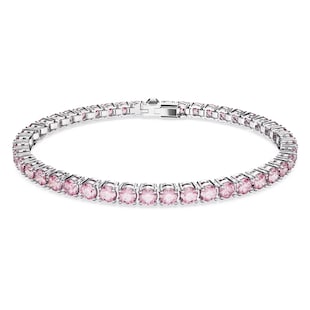 SWAROVSKI Matrix Rhodium Plated Pink Crystal Tennis Bracelet 5648931 ...