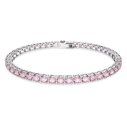37742338 - Matrix Rhodium Plated Pink Crystal Tennis Bracelet