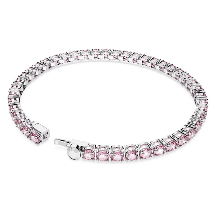 SWAROVSKI Matrix Rhodium Plated Pink Crystal Tennis Bracelet