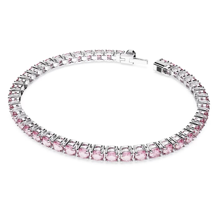 SWAROVSKI Matrix Rhodium Plated Pink Crystal Tennis Bracelet