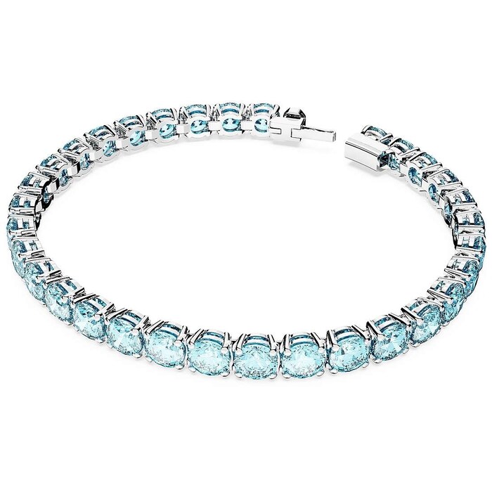 SWAROVSKI Matrix Rhodium Plated Blue Crystal Tennis Bracelet