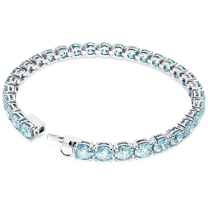 SWAROVSKI Matrix Rhodium Plated Blue Crystal Tennis Bracelet
