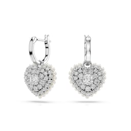 37742357 - Hyperbola Silver Coloured Crystal Heart Drop Earrings