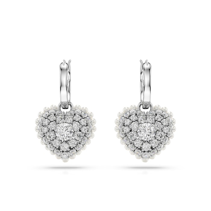 SWAROVSKI Hyperbola Silver Coloured Crystal Heart Drop Earrings