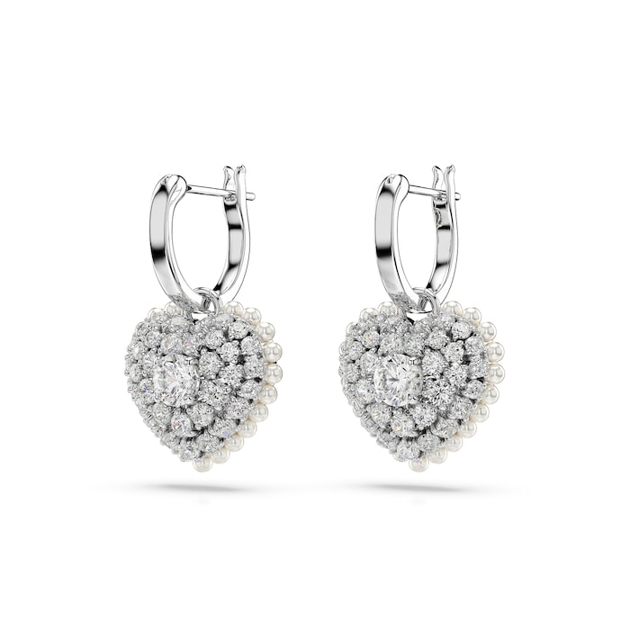 SWAROVSKI Hyperbola Silver Coloured Crystal Heart Drop Earrings