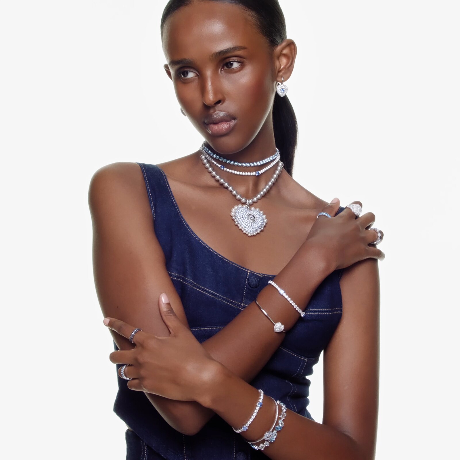 SWAROVSKI Hyperbola Silver Coloured Heart Bangle 5684385 | Goldsmiths