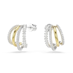 37742371 - Hyperbola Bicolour Cubic Zirconia Hoop Earrings