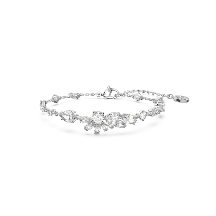 SWAROVSKI Rhodium Plated Gema Floral Cubic Zirconia Bracelet