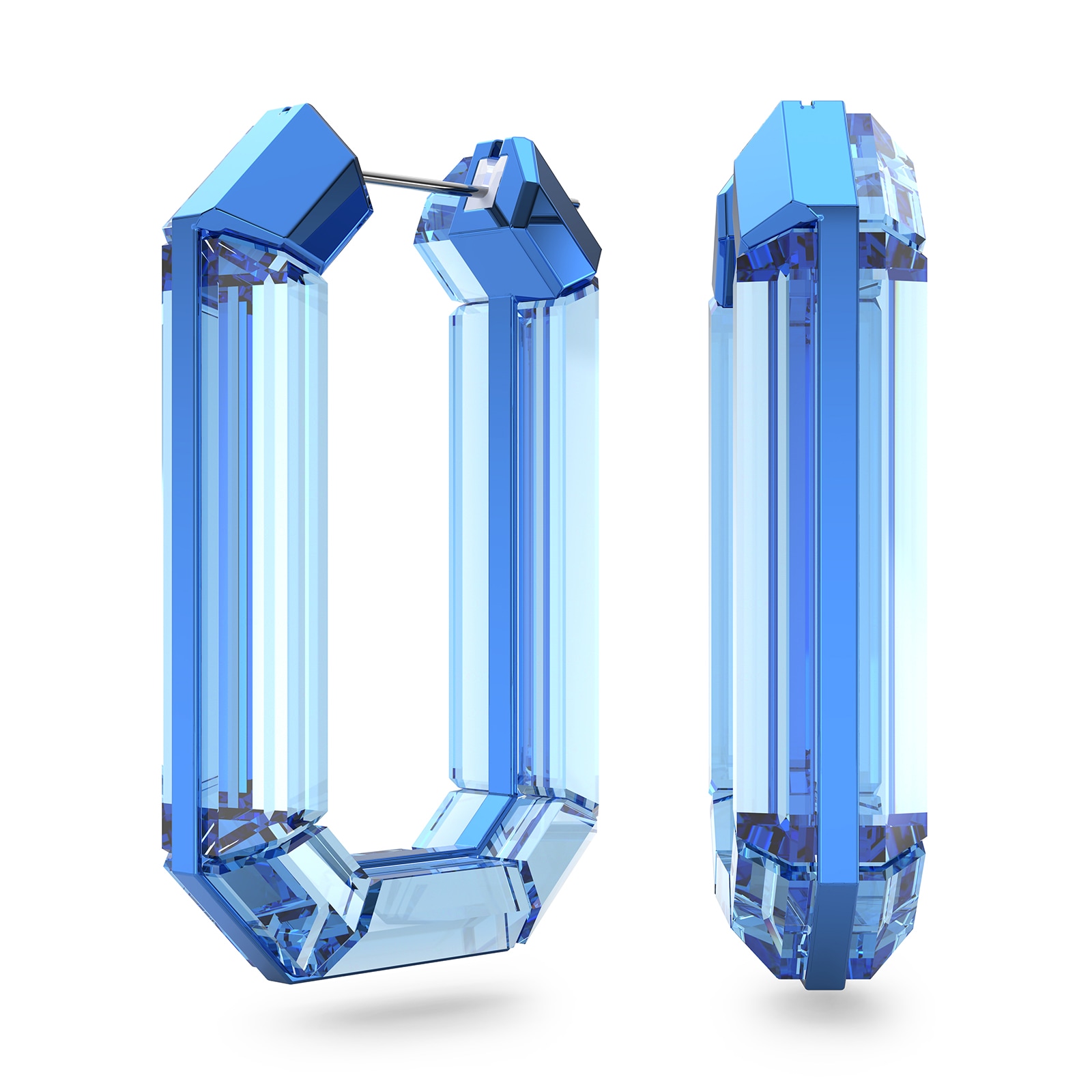 SWAROVSKI Aluminium Lucent Aqua Crystal Hoop Earrings