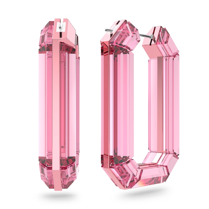 SWAROVSKI Aluminium Lucent Pink Crystal Hoop Earrings