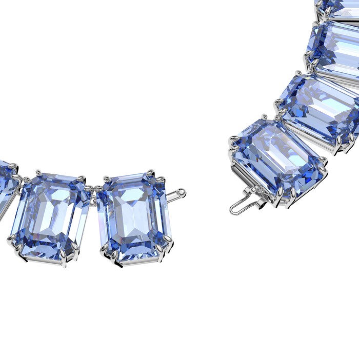 SWAROVSKI Rhodium Plated Millenia Blue Octagon Crystal Necklace