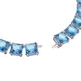 SWAROVSKI Rhodium Plated Millenia Square Aqua Crystal Necklace