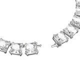 SWAROVSKI Rhodium Plated Millenia Square White Crystal Necklace