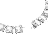 SWAROVSKI Rhodium Plated Millenia Square White Crystal Necklace