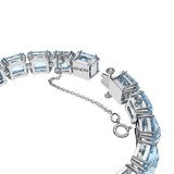 SWAROVSKI Rhodium Plated Millenia Square Aqua Crystal Bracelet