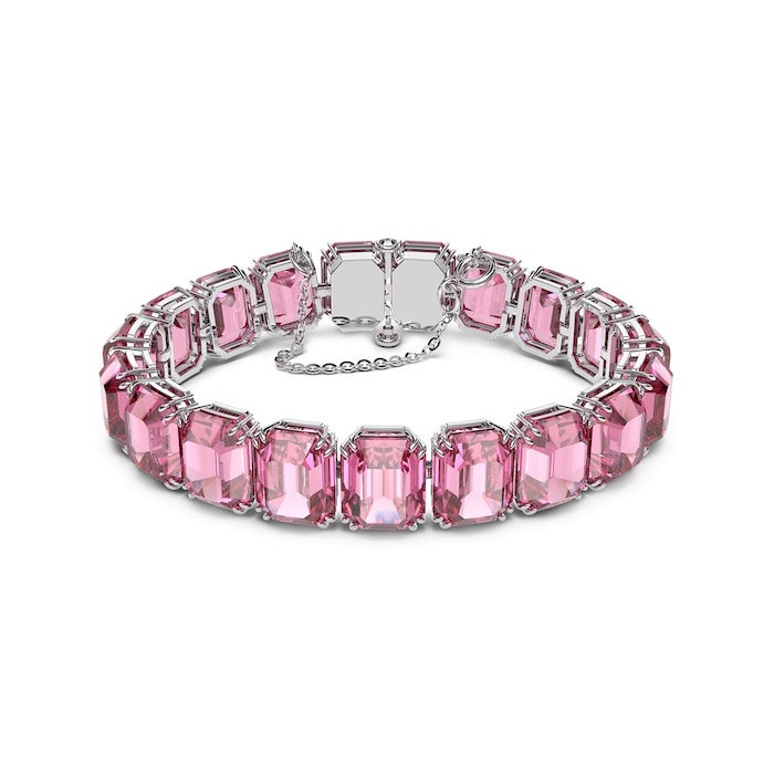 SWAROVSKI Rhodium Plated Millenia Octagon Pink Crystal Bracelet