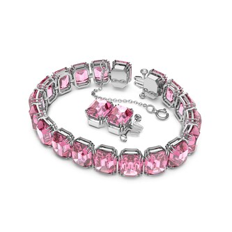 SWAROVSKI Rhodium Plated Millenia Octagon Pink Crystal Bracelet