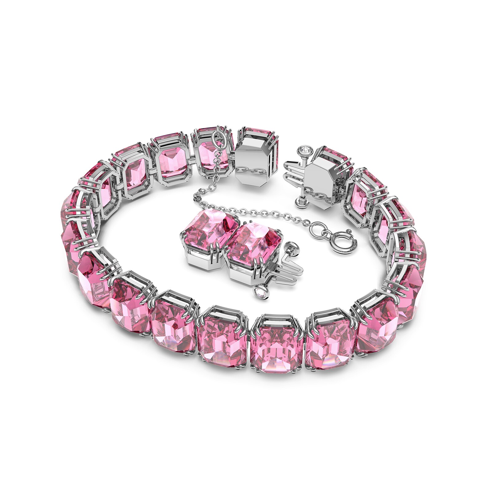 SWAROVSKI Rhodium Plated Millenia Octagon Pink Crystal Bracelet