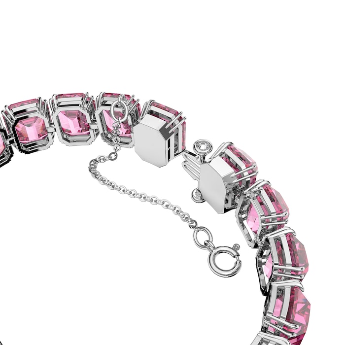 SWAROVSKI Rhodium Plated Millenia Octagon Pink Crystal Bracelet