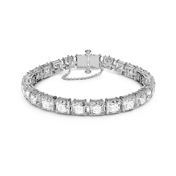 SWAROVSKI Rhodium Plated Millenia Small Square Cubic Zirconia Bracelet ...