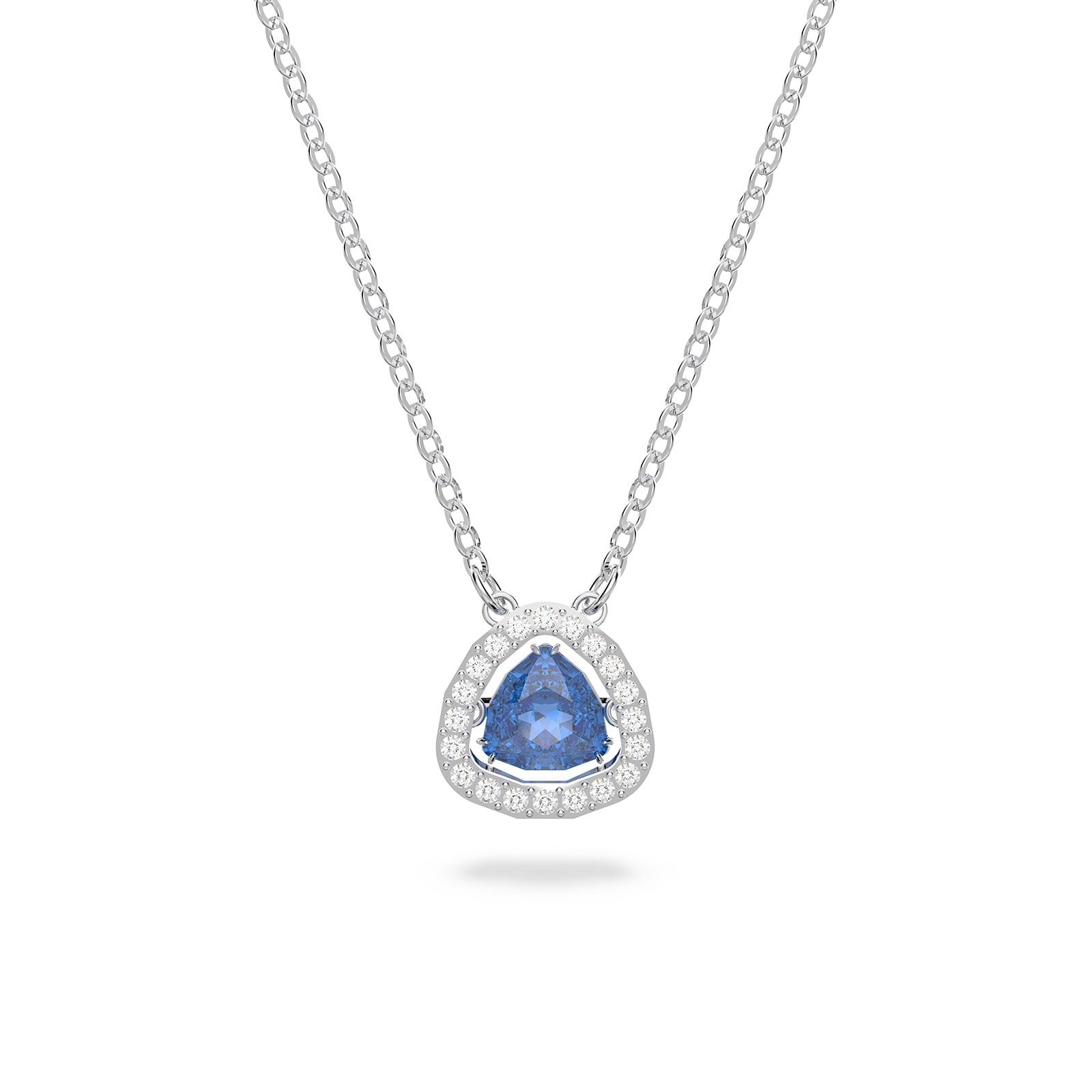 SWAROVSKI Rhodium Plated Millenia Trilliant Blue Cubic Zirconia ...