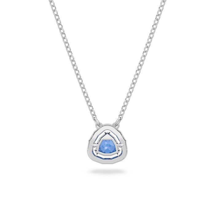 SWAROVSKI Rhodium Plated Millenia Trilliant Blue Cubic Zirconia Necklace