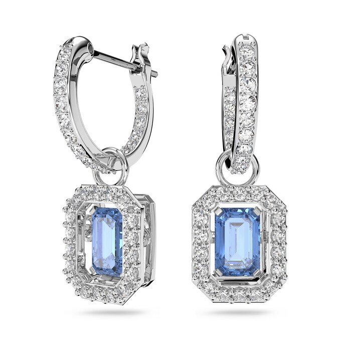 SWAROVSKI Rhodium Plated Millenia Blue Cubic Zirconia Drop Earrings