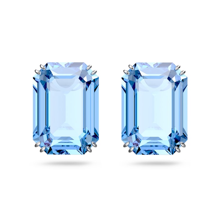 SWAROVSKI Rhodium Plated Millenia Blue Crystal Stud Earrings