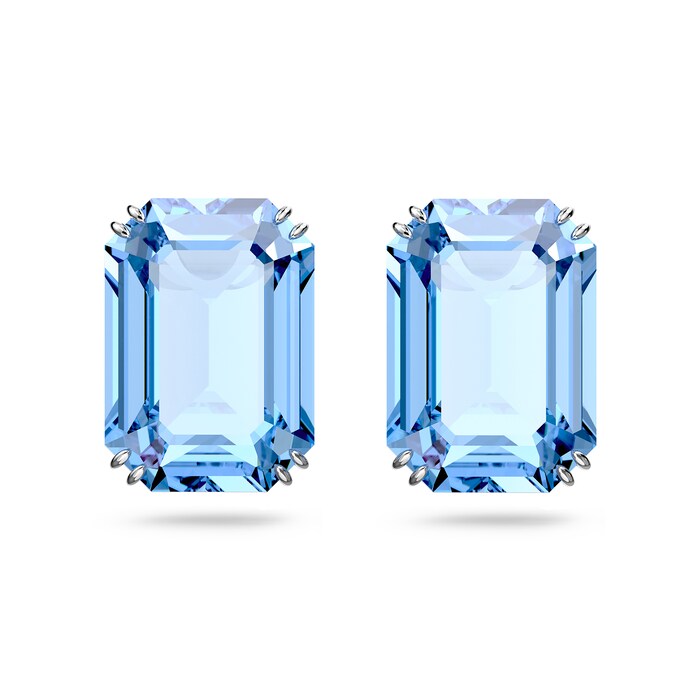 SWAROVSKI Rhodium Plated Millenia Blue Crystal Stud Earrings