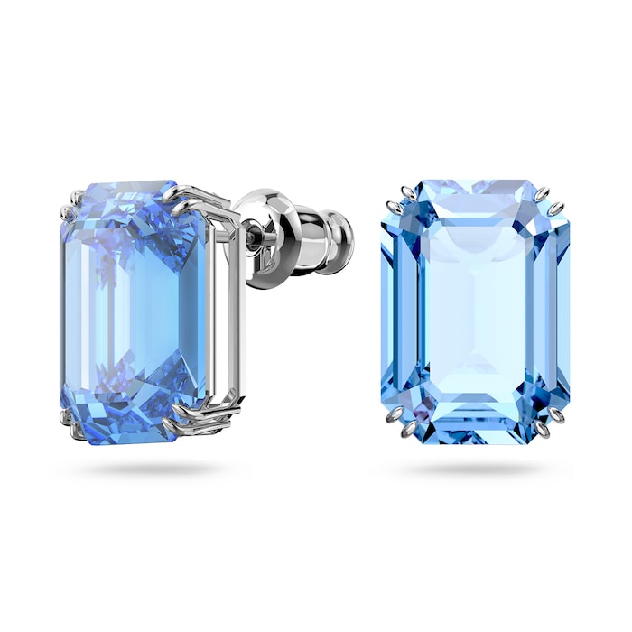 SWAROVSKI Rhodium Plated Millenia Blue Crystal Stud Earrings
