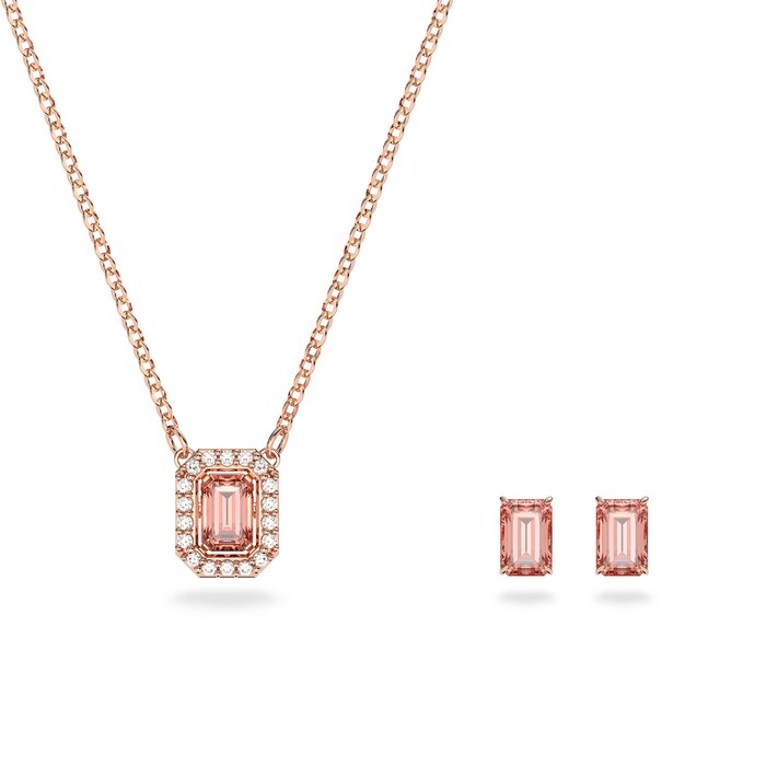 SWAROVSKI Rose Gold Coloured Millenia Pink Cubic Zirconia Box Set