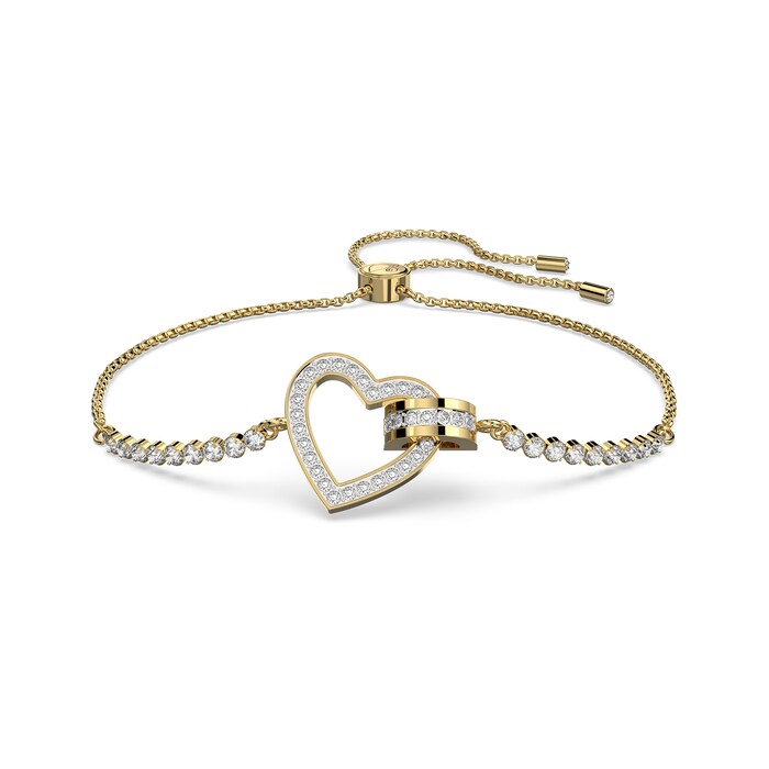 SWAROVSKI Yellow Gold Coloured Lovely Heart Gold Cubic Zirconia Bracelet