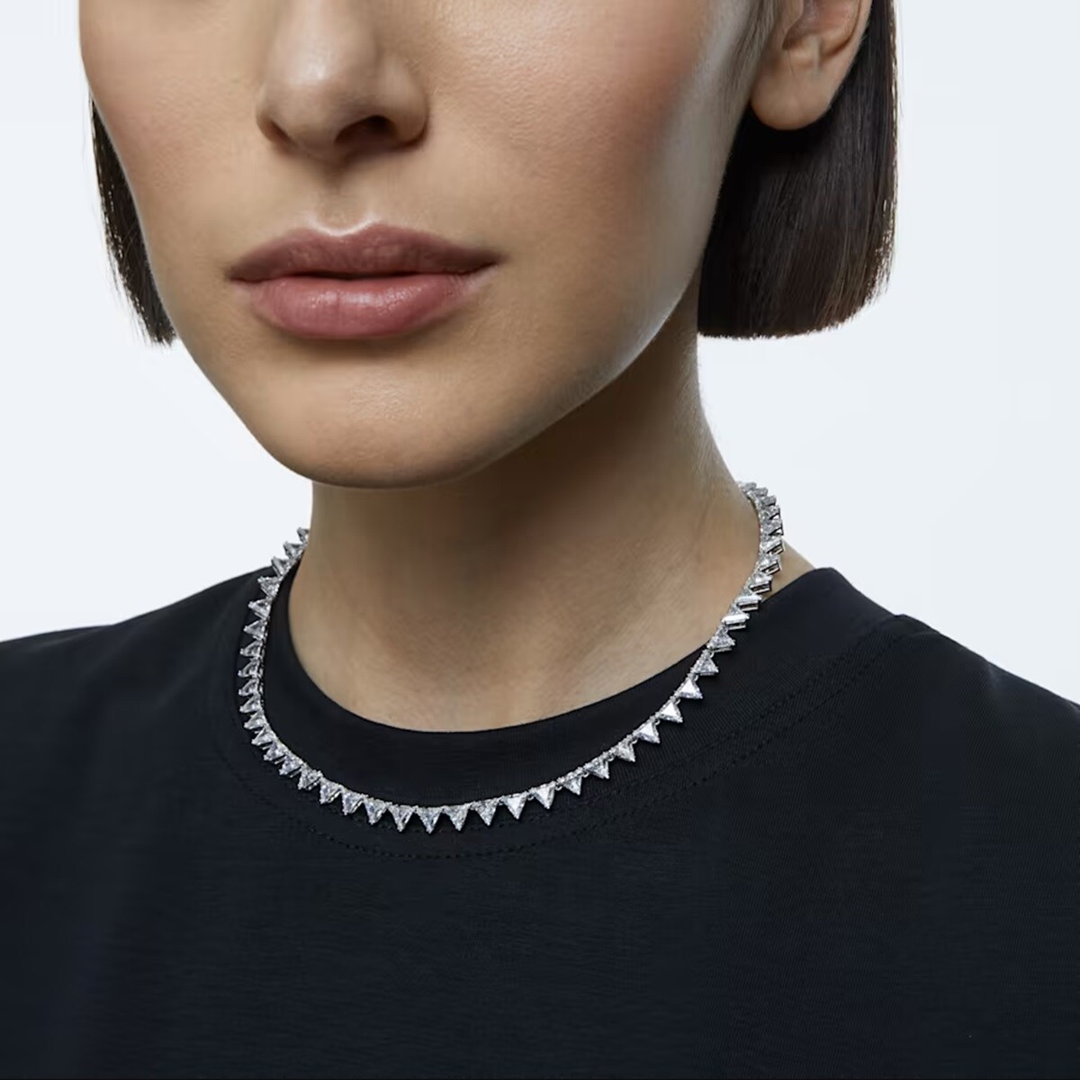 SWAROVSKI Rhodium Plated Ortyx Small Triangle Cubic Zirconia Necklace