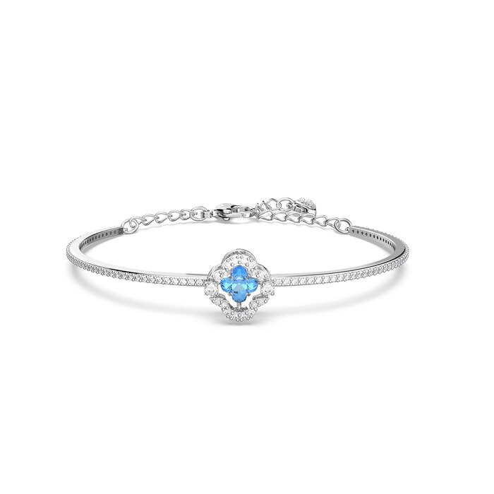 SWAROVSKI Rhodium Plated Sparkling Blue Cubic Zirconia Bangle