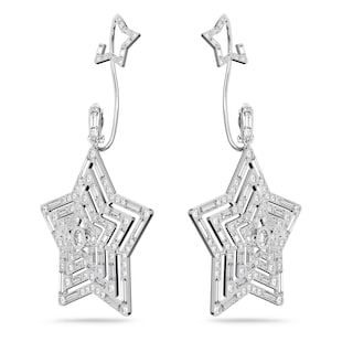 SWAROVSKI Rhodium Plated Stella Large Star Cubic Zirconia Clip Earrings