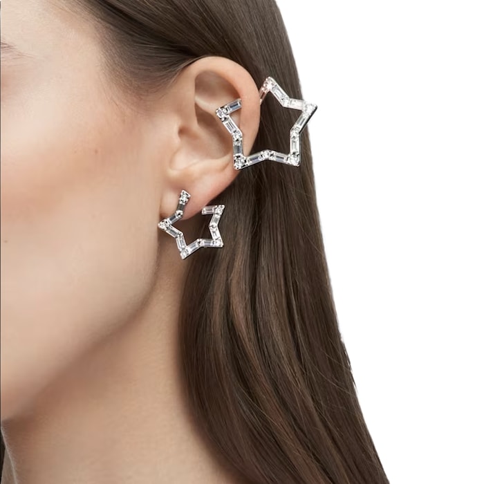 SWAROVSKI Rhodium Plated Stella Star Crystal Ear Cuff