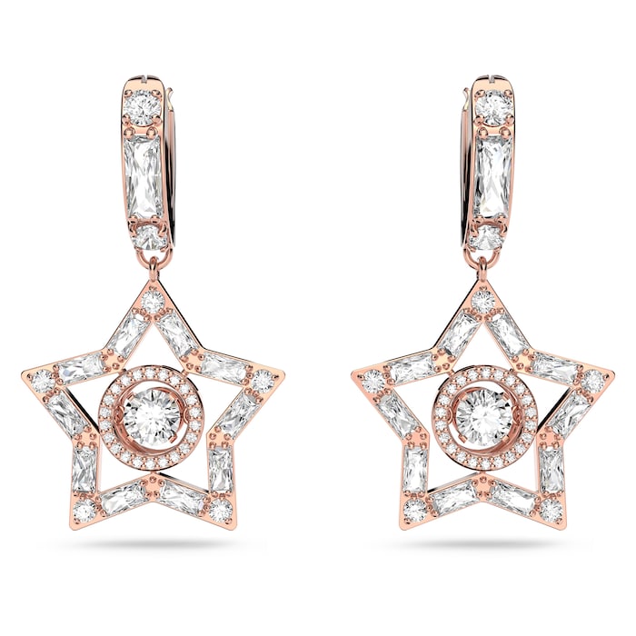 SWAROVSKI Rose Gold Coloured Stella Star Cubic Zirconia Drop Earrings