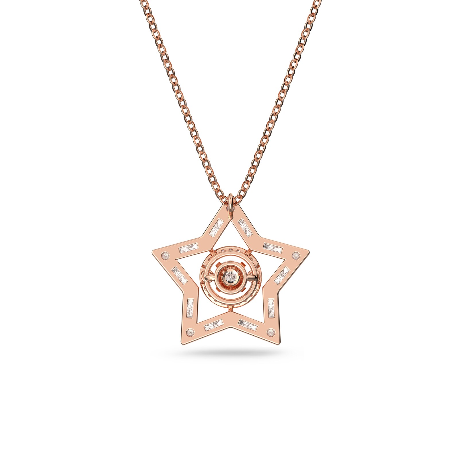 SWAROVSKI Rose Gold Coloured Stela Star White Cubic Zirconia Pendant