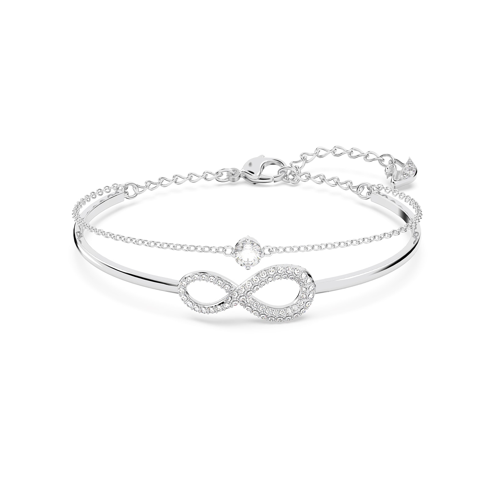 SWAROVSKI Rhodium Plated Infinity White Cubic Zirconia Bangle