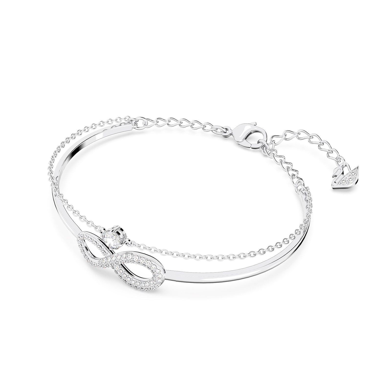 SWAROVSKI Rhodium Plated Infinity White Cubic Zirconia Bangle