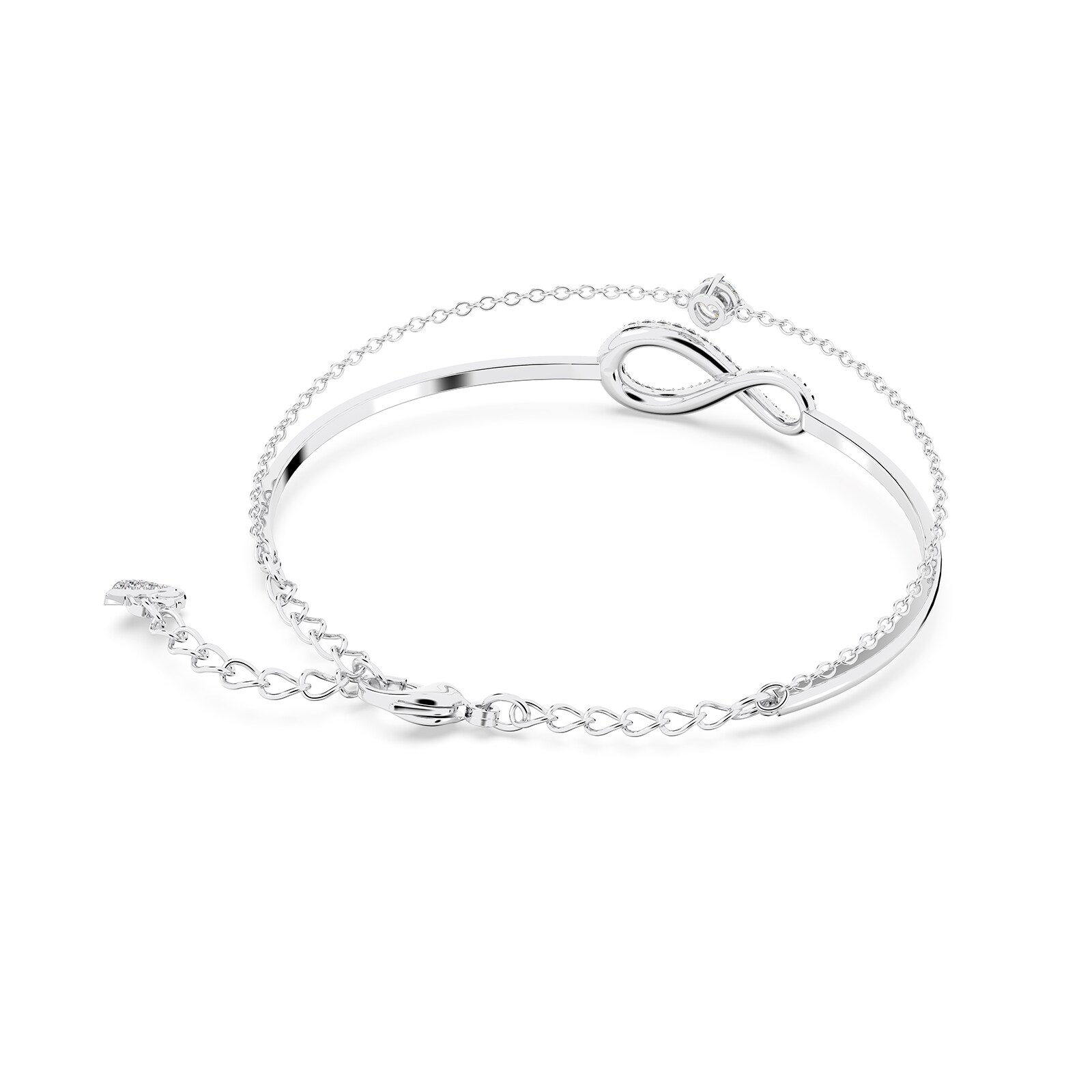 SWAROVSKI Rhodium Plated Infinity White Cubic Zirconia Bangle 5520584 ...