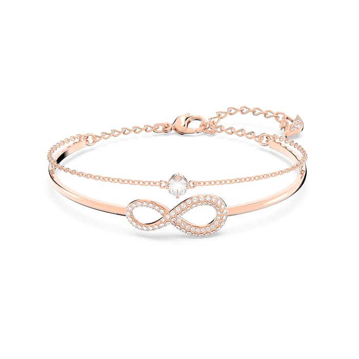 SWAROVSKI Rose Gold Coloured Infinity White Cubic Zirconia Bangle