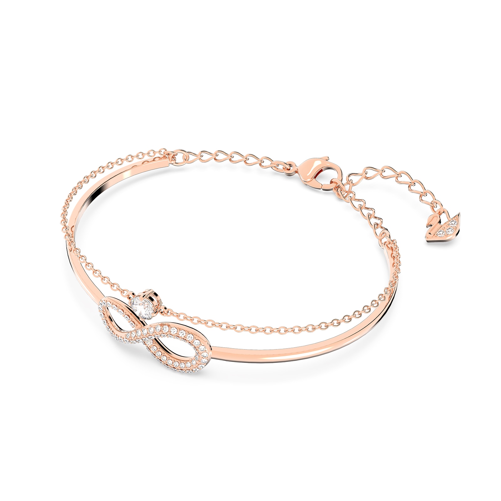 Rose Gold Coloured Infinity White Cubic Zirconia Bangle