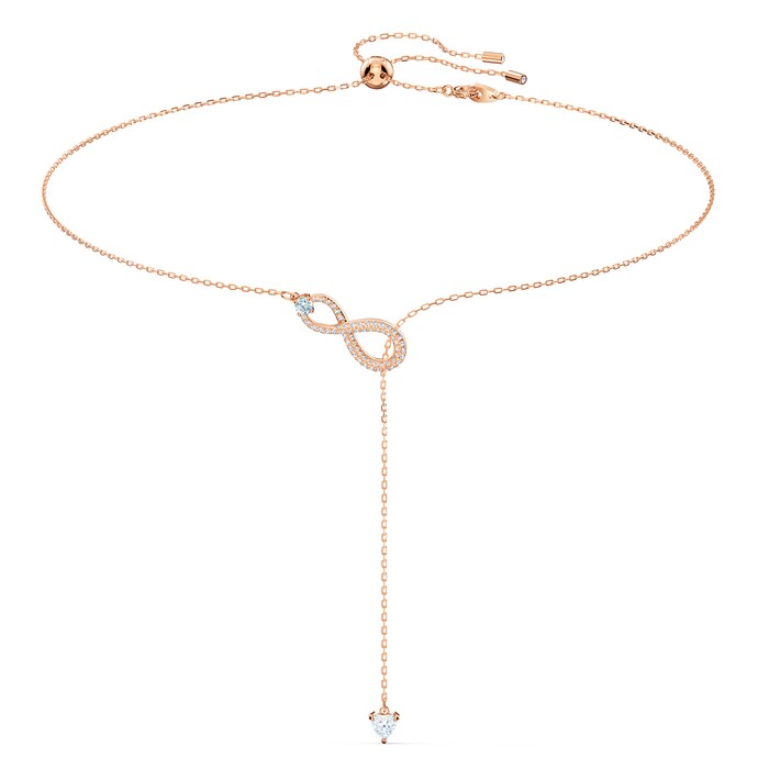 SWAROVSKI Rose Gold Coloured Infinity Y Cubic Zirconia Necklace