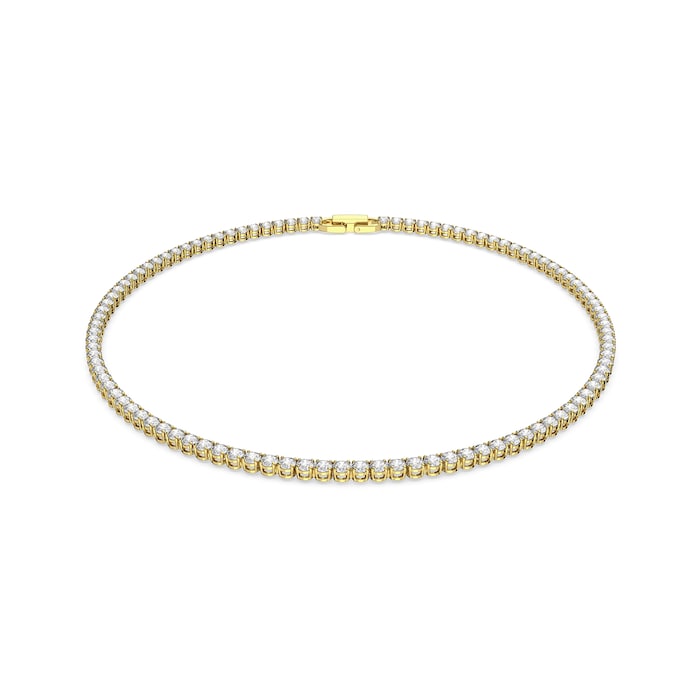 SWAROVSKI Yellow Gold Coloured Tennis Deluxe White Cubic Zirconia Necklace