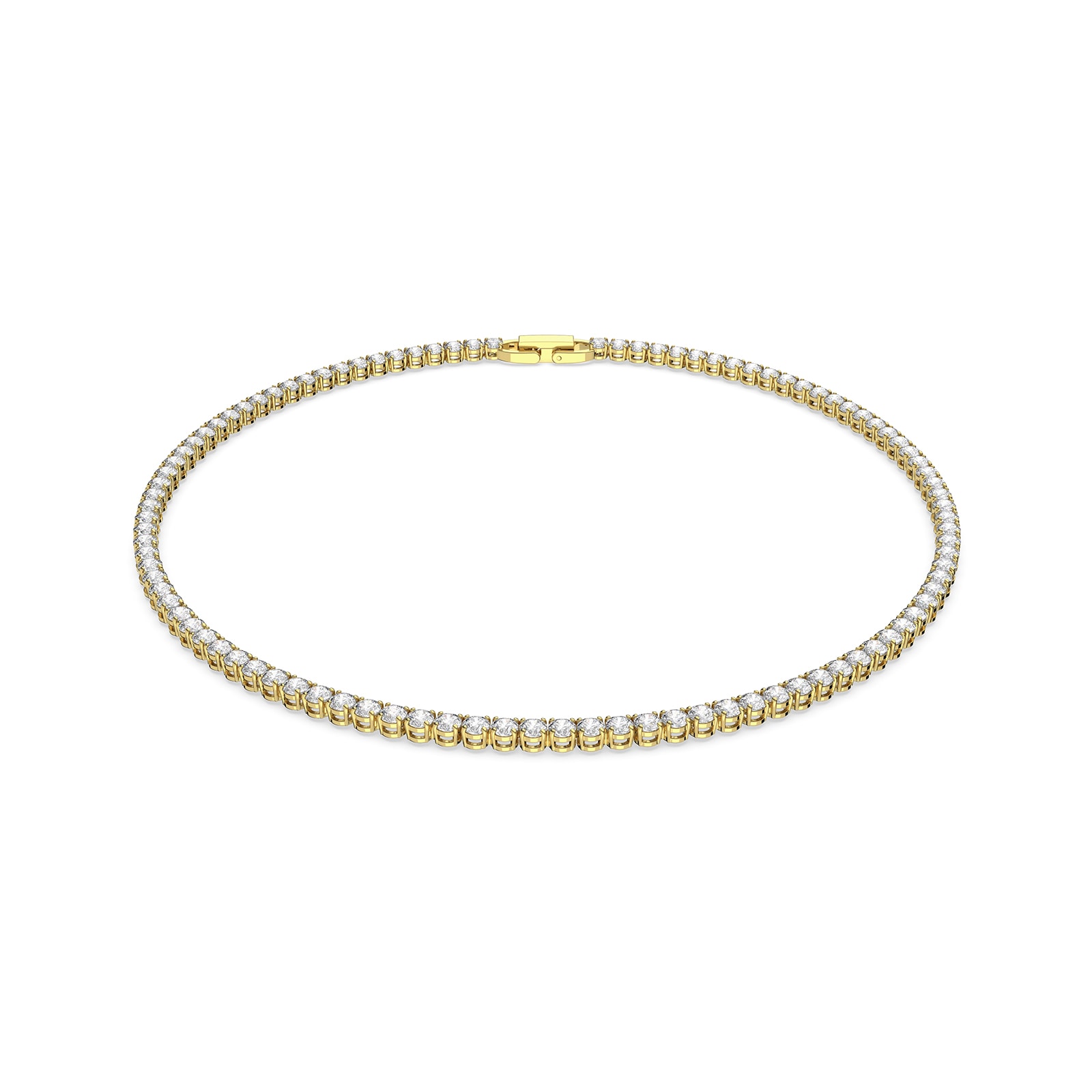 SWAROVSKI Yellow Gold Coloured Tennis Deluxe White Cubic Zirconia Necklace
