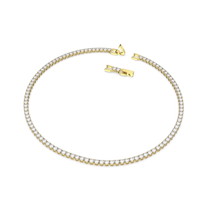 SWAROVSKI Yellow Gold Coloured Tennis Deluxe White Cubic Zirconia Bracelet